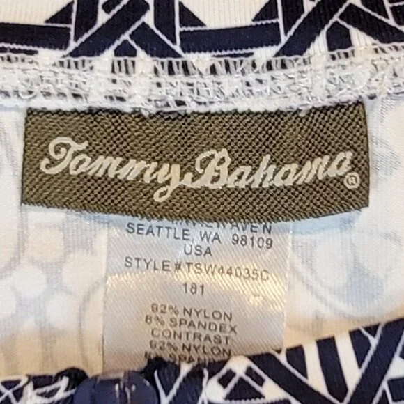 Tommy Bahama Paisley Paradise Navy & White Half Zip Rash Guard Swim Shirt - XS - Picture 9 of 10